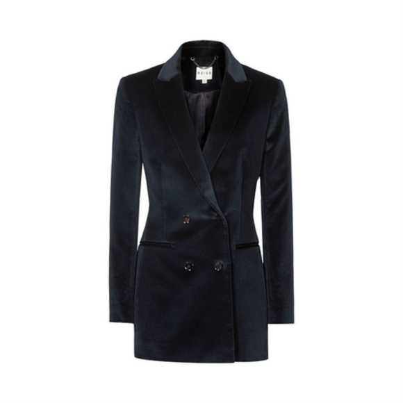 Brand New Reiss Brema velvet navy blazer - Picture 1 of 3